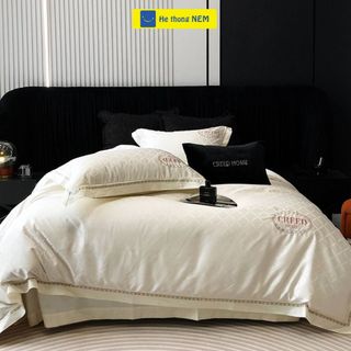 Bộ chăn ga tencel cao cấp SERENA Set bộ vỏ chăn ga ra drap trải phủ giường gối nệm đệm 5 món chăn hè cao cấp