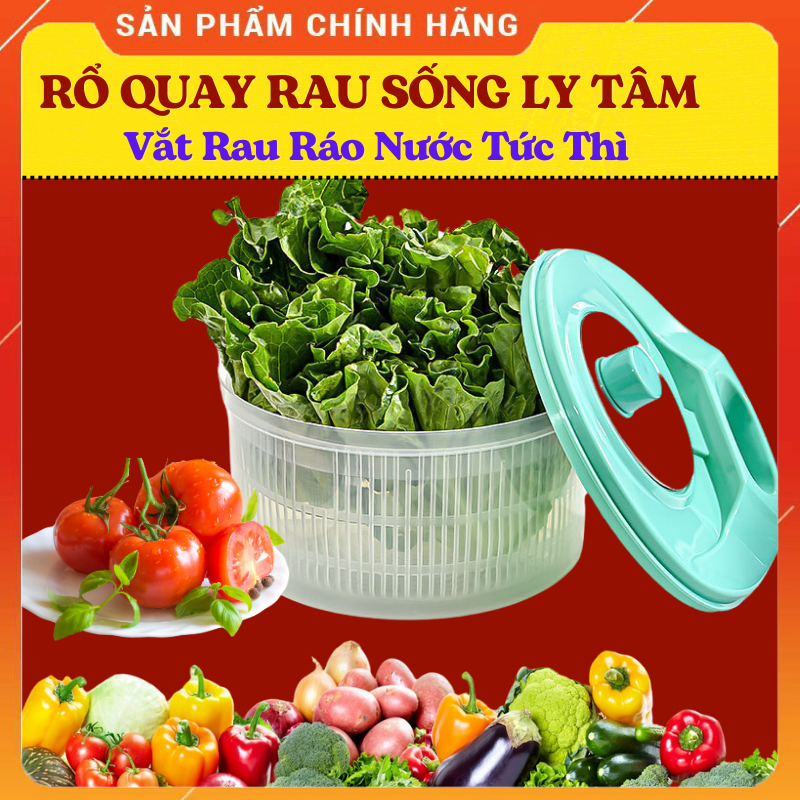 Rổ Quay Rau Sống - Rổ Quay Rau Sống Ly Tâm Đa Năng – Rổ Vắt Rau Sống Ráo Nước Tức Thì