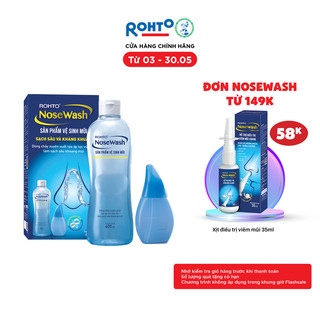 Bộ sản phẩm rửa mũi tiện dụng Rohto NoseWash (1 bình vệ sinh mũi Easy Shower + 1 chai dung dịch 400ml)