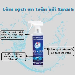Chai xịt vệ sinh nội thất ô tô, dung dịch vệ sinh nội thất ô tô XWASH, làm sạch ghế da và các thiết bị nội thất xe hơi