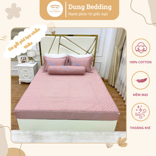 Bộ ga gối phi lụa trần bông cao cấp set ga gối 3 món trần bông bo chun thoáng mát, nhiều màu