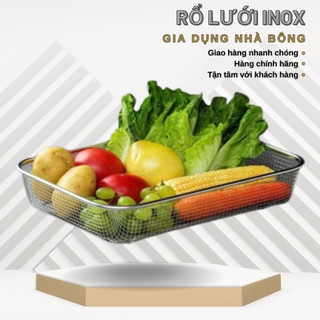 Rổ lưới đựng thức ăn chiên inox 304, sáng bóng cao cấp, Rổ lưới inox