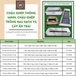 Chậu nhựa ghép thông minh 40x40x13 cm, chậu nhựa ghép trồng rau hoa, cây ăn trái (Vườn Sài Gòn)