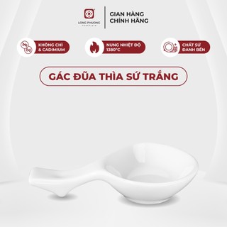 Combo 10 chiếc gác đũa thìa bằng sứ trắng Long Phương cao cấp