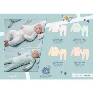 [CHÍNH HÃNG] Bộ quần áo dài tay cúc chéo chất cotton mềm mại họa tiết Olympia Chaang