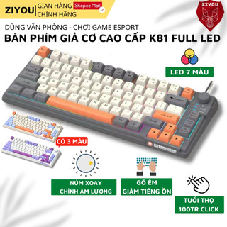 Bàn Phím Giả Cơ Gaming Ziyou XunFox K81 Full LED Thiết Kế Công Thái Học, Gõ Êm Có Nút Xoay Âm Lượng