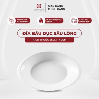 Đĩa bầu dục sâu lòng sứ trắng cao cấp Long Phương - Đĩa xoài sâu (25cm - 40cm)