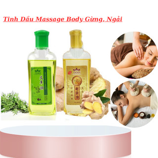 Tinh dầu gừng, ngải nóng chai 180ml massage body | đả thông kinh lạc giảm béo dưỡng sinh spa