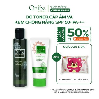 Combo kem chống nắng nâng tone kiềm dầu 80g và toner nước hoa hồng dưỡng ẩm se khít lỗ chân lông Oribe 150ml