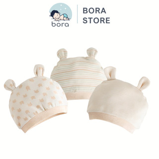 Mũ che thóp cho bé sơ sinh, mũ cotton hữu cơ tự nhiên giữ ấm đầu
