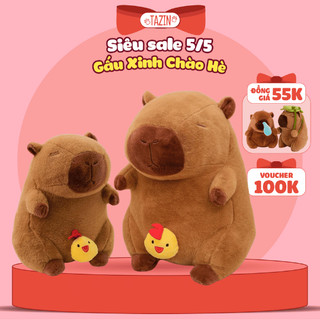 Gấu bông chuột capybara rút gà con, gấu bông hot trend dễ thương cao cấp tazin