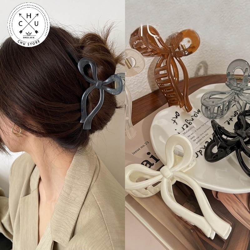 Kẹp tóc càng cua nơ phong cách hàn quốc dễ thương. Kẹp Tóc Dạng Nơ Lớn Bằng Acrylic Thời Trang Kt31
