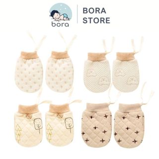 Bao tay giữ ấm cho bé, cotton hữu cơ, có dây buộc