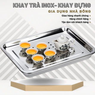 Khay trà, khay để úp trà bằng inox loại lớn, cao cấp không gỉ bền