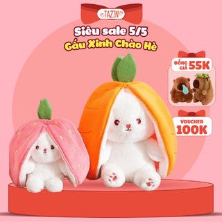 Gấu bông thỏ dâu 2in1, thỏ trái cây tai cụp cao cấp tazin