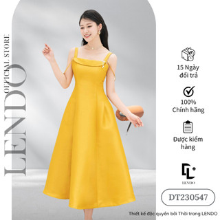 Đầm Váy Dự Tiệc LENDO DT230547 Dáng Dài Xòe Hai Dây Đính Nơ Ngực