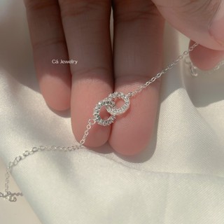  Vòng tay nữ lắc tay nữ bạc S925 vòng tròn lồng nhau đính đá LTB279 Cá jewelry 