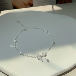  Vòng tay nữ lắc tay nữ bạc s925 nơ đan thắt đính đá mix viên đá thả tua rua LTB276 Cá jewelry 