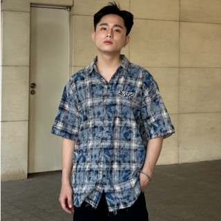 Áo sơ mi Flanel FAFIC  wash from rộng phối tay đen 2 in 1 unisex