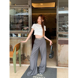 Áo Croptop thun nữ phối nơ ngực Hàn quốc cực xinh Áo thun nữ dáng ngắn cổ tròn phối nơ tự buộc Ulzzang