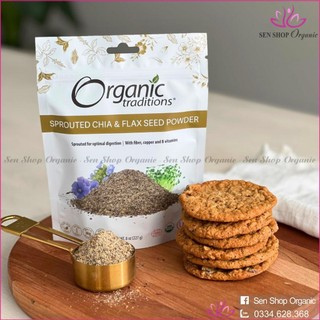 Bột hạt chia và hạt lanh nảy mầm hữu cơ Organic Traditions - 227gr