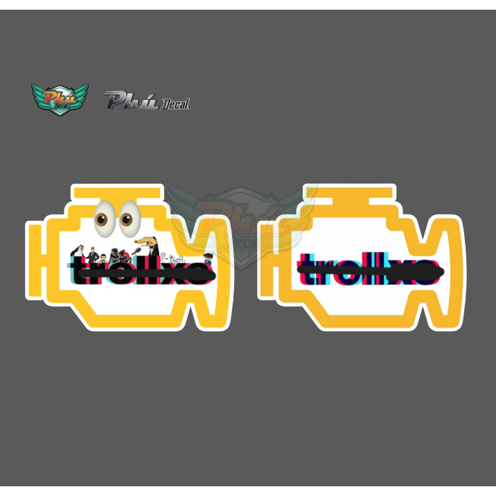 Tem logo Stiker Trollxe, Troll xee việt nam trôn xe 1 cái ngộ nghĩnh, trang trí mọi bề mặt