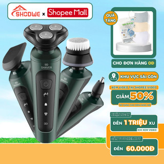 Máy Cạo Râu Nam Mini SHODWE 9D 4in1 Sạc Pin 4 Chức Năng Tỉa Lông Mũi, Rửa Mặt, Cạo Viền 3 Lưỡi Cạo Kép Chống Nước IPX7