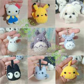Móc khóa len Totoro, Pikachu, Hello Kitty, móc khóa động vật bằng len handmade - Móc khóa, móc ba lô / túi xách