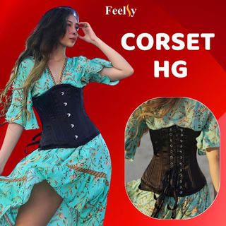 Gen ngang bụng Feelsy Corset Hourglass, lụa bóng kết hợp 20 xương thép xoắn kép định hình tạo vòng eo con kiến