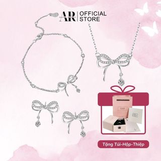 Set dây chuyền, khuyên tai, lắc tay bạc 925 xi kim Riborn-Aura Silver-Set Riborn