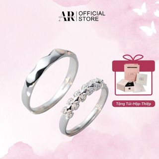 Nhẫn đôi bạc 925 freesize Riona nhẫn cặp dành cho nam nữ-Nd07-Aura Silver