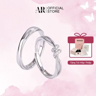 Nhẫn đôi nam nữ bạc Ý 925 nhẫn cặp Solie freesize tự chỉnh cỡ-Aura Silver-ND11