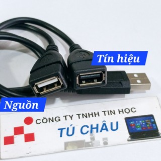 Cáp chia USB 1 ra 2: 1 đầu USB 2.0 kết nối thiết bị ngoại vi, 1 đầu chỉ cấp nguồn 5V (Dài 30Cm)
