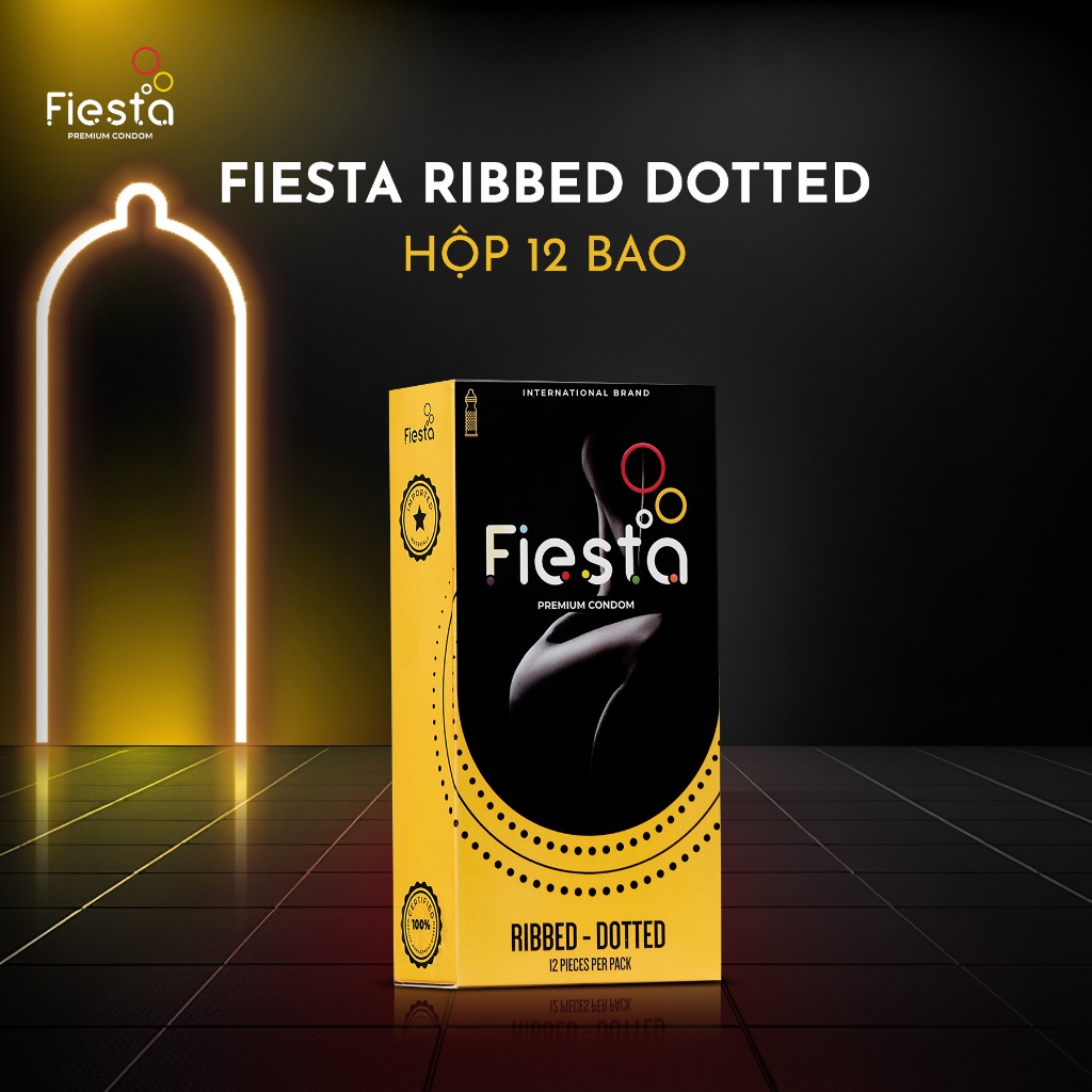 Combo 2 hộp bao cao su gân, gai, bo đầu FIESTA Ribbed Dotted size 51mm – Hộp 12 bao