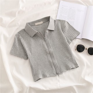 Áo babytee cổ polo khóa chất vải tăm dày dặn form dáng vừa