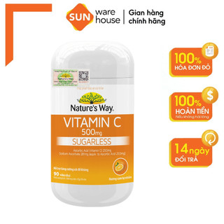 Viên Nhai Nature's Way Vitamin C 500mg Sugarless Bổ Sung Vitamin C Tăng Cường Miễn Dịch, Hỗ Trợ Làm Sáng Da 90v/h