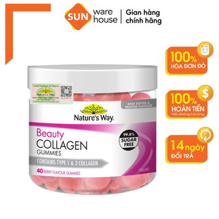 Kẹo Dẻo Collagen Beauty Gummies Nature's Way Không Chứa Đường, Bổ Sung Collagen Thủy Phân Hỗ Trợ Làm Đẹp Da 40v/h