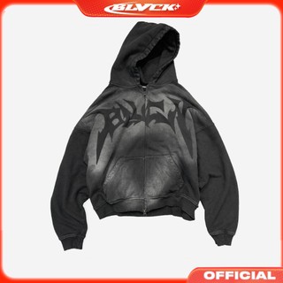 Áo hoodie zip " DIRTY EFFECT LOGO " / BLVCK - Nỉ chân cua, form boxy, unisex.