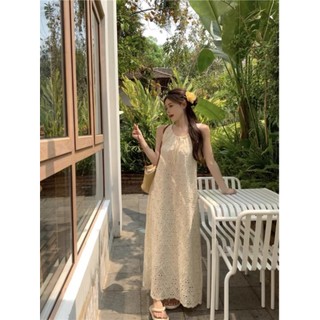(ORDE-sẵn M,L)áy ba lỗ ren hoa trắng kem suông dài thoải mái mùa hè đi biển nhẹ nhàng sang chảnh tiểu thư hàng QC cao