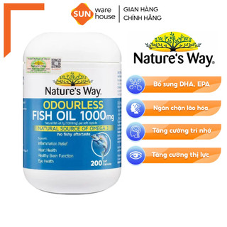 Viên Uống Dầu Cá Nature’s Way Odourless Fish Oil Tăng Cường Sức Khoẻ Tự Nhiên Không Mùi 1000mg