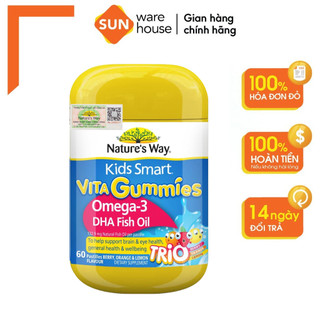 Kẹo Dẻo Cho Bé Nature's Way Kids Smart Vita Gummies Omega-3 DHA Fish Oil Tăng Cường Trí Thông Minh Cho Bé Hộp 60 Viên