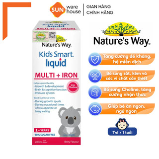 Siro Uống Nature's Way Kids Smart Liquid Multi + Iron Hỗ Trợ Nâng Cao Sức Đề Kháng Cho Trẻ 200ml
