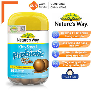 Kẹo Dẻo Cho Bé Nature's Way Kids Smart Probiotic Choc Balls Lợi Khuẩn Tốt Cho Hệ Tiêu Hoá 50 Viên