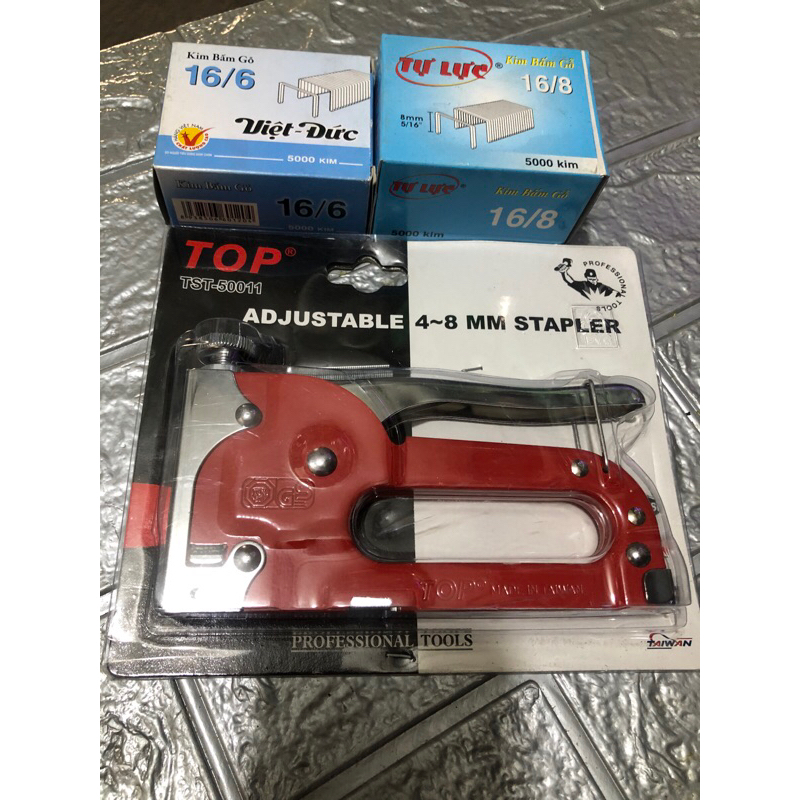 [ COMBO ] Súng bắn, kìm bấm đinh, kìm bấm gim TOP có tăng lực tặng hộp GIM bấm 16/6 hoặc 16/8