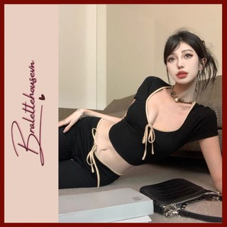 𝗦𝟮𝟭𝟬𝟲 𝗔𝗦𝗧𝗘𝗟 𝗦𝗘𝗧 bộ đồ quần dài cột nơ croptop y2k thoải mái mùa hè du lịch sexy gợi cảm Bralettehousevn