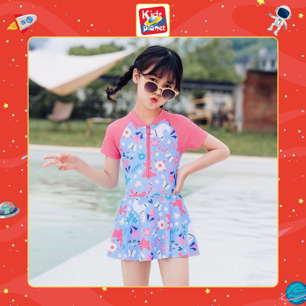 Bộ Đồ Bơi Liền In Hoạ Tiết Cho Bé Gái 90-155cm N01127