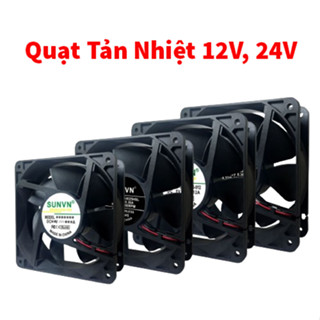 [Chính Hãng] Quạt Tản Nhiệt 12V 24V DC 5x5, 9x9, 12x12CM, Quạt làm mát 12V đủ loại, lưới bảo vệ quạt đầu dây có jack