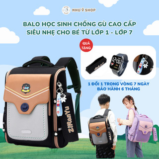 Balo cho bé trai gái chống gù Như Ý Kids Shop cao cấp, cặp đi học trẻ em dễ thương, ba lô học sinh chống nước, siêu nhẹ