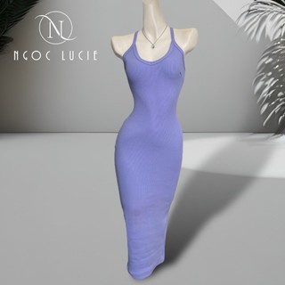 D674 - đầm body yếm cổ tim - ngọc lucie