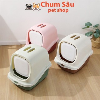 Nhà vệ sinh cho mèo có cửa cỡ lớn ngăn mùi, chống văng cát - Tặng kèm xẻng